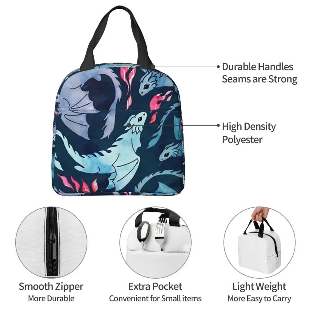 Dragon Red Moon Pattern Insulated Lunch Bag for Kids School Cooler Thermal Food Box Tote Leakproof Lunch Boxes Container