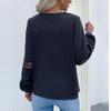 2022 Lace Patchwork Long Sleeve V-Neck Blouse - Women's Spring & Autumn Fashion