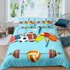 Tennis Court Print Duvet Cover Set,Boys Sports Games Themed Comforter Cover,Yellow Tennis Racket Sporting Equipment Bedding Set