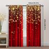 Set aus 2 roten goldenen Sternvorhängen mit Glitzerstreifen, halbtransparentes Polyester, Dekor für Wohnzimmer, Küche, Esszimmer, Made Sitting Fensterbehandlung