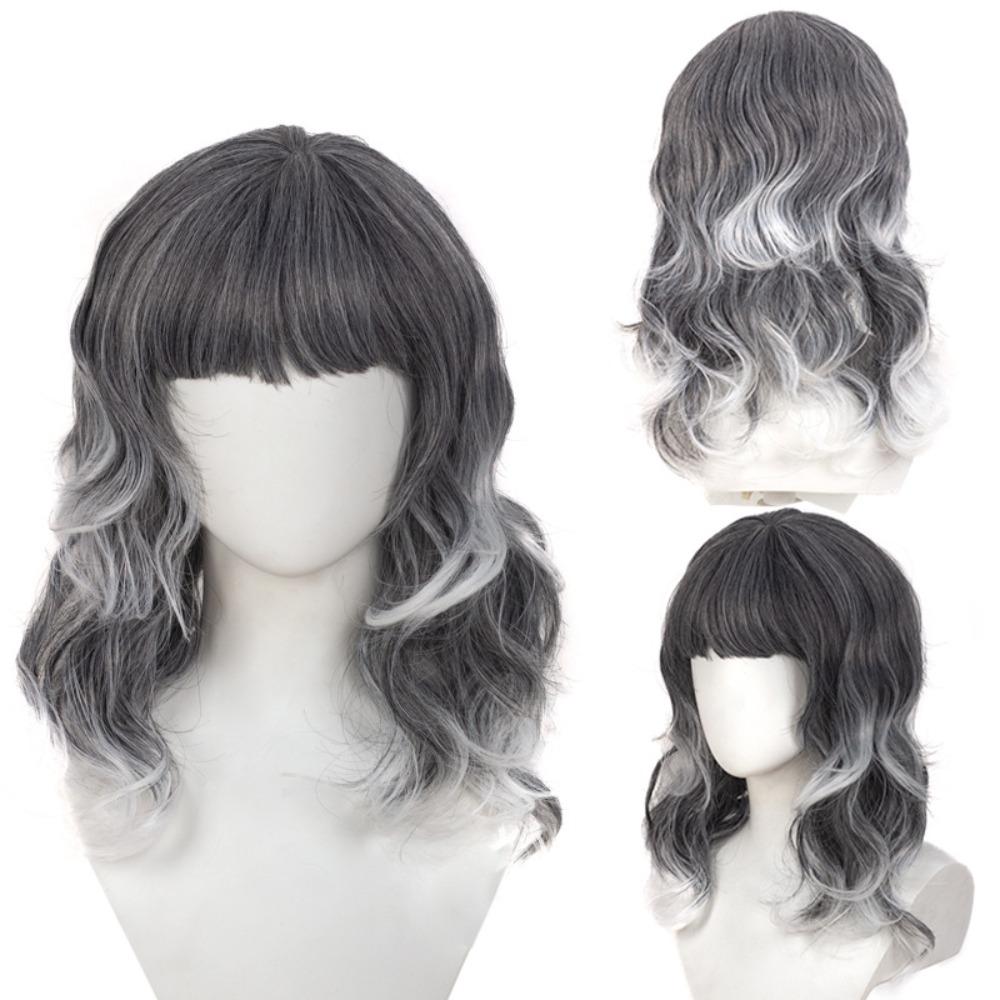 Harajuku Orange Blue Gold Grey Curly Wigs Synthetic Women Layered Wigs  Role-playing