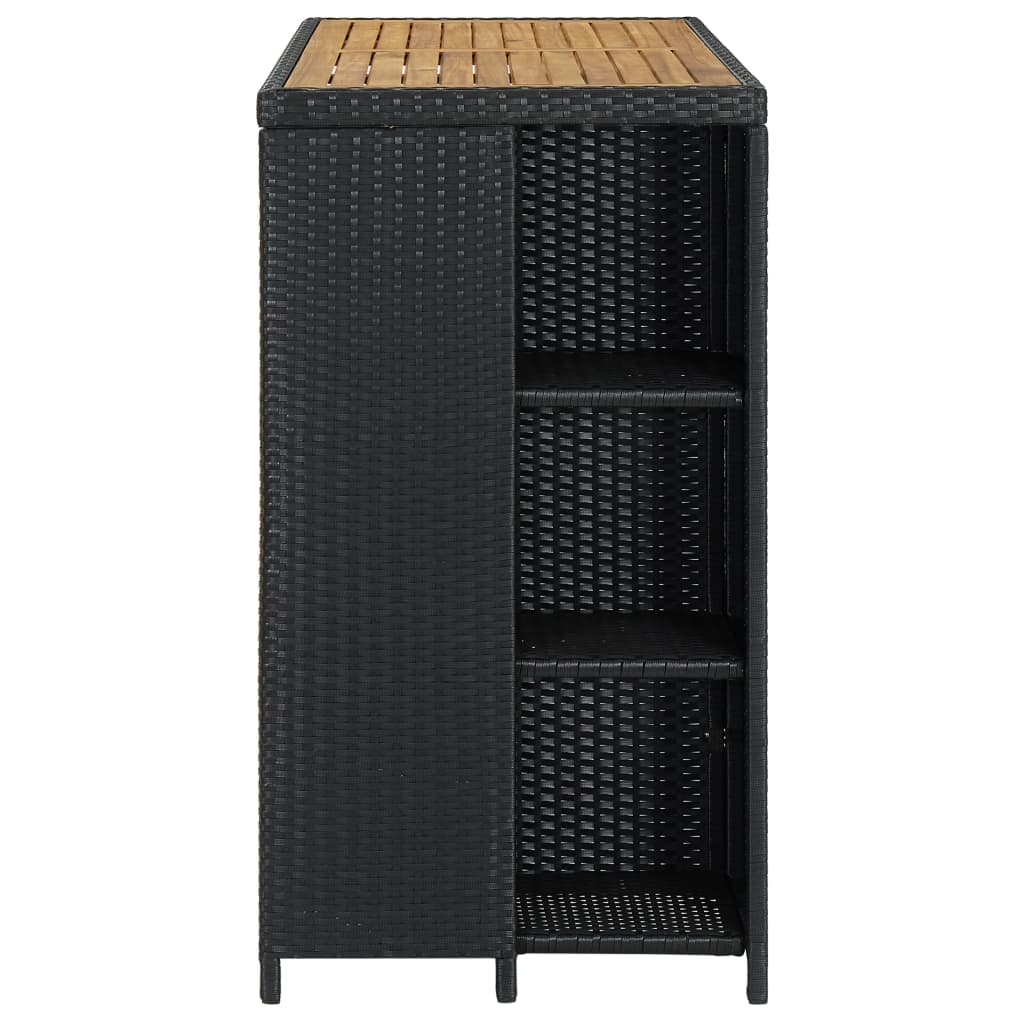 Bar Table with Shelf Black 120 X 60 X 110 Cm PE Rattan