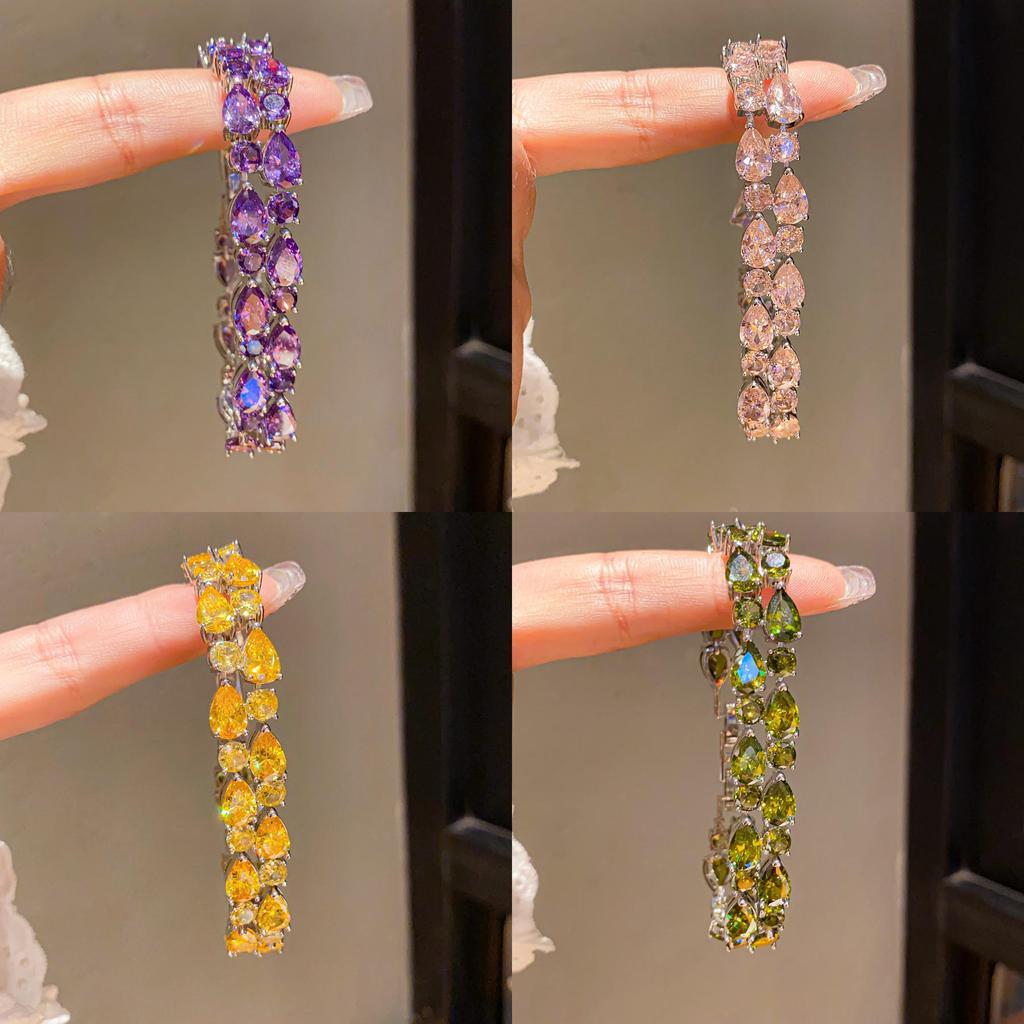 Braccialetto Geometrico Minimalista con Pietra di Zircone per Donna con Elegante Design in Rame Ideale per Regalo