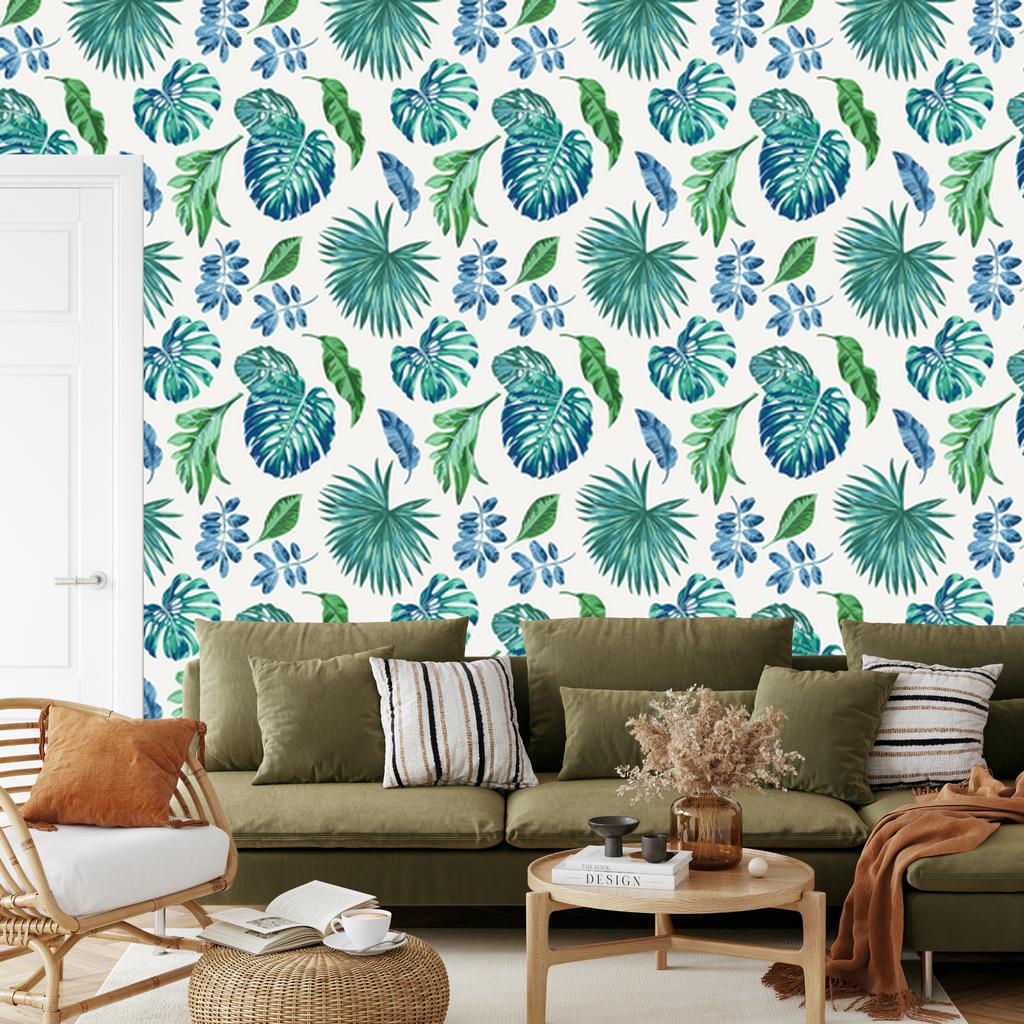 Colorful Tropical Leaves Wallpaper for Living Room and Bedroom 50x1000