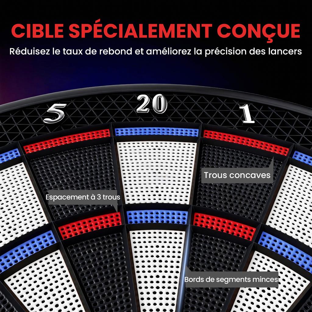 Electronic dart game with soft tips, dual LED screens, 33 games, 202 variations, up to 8 players
