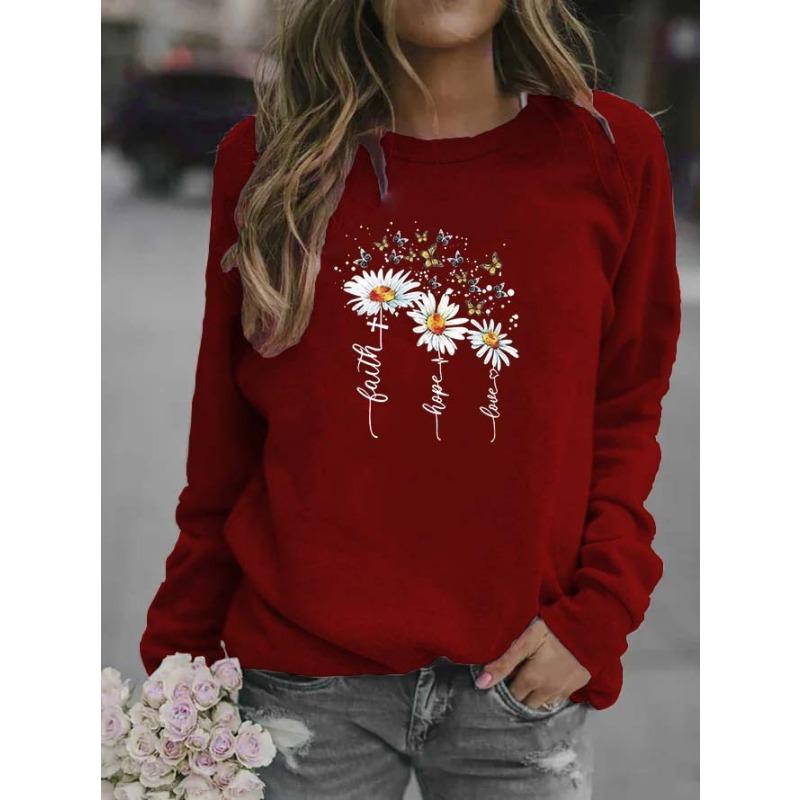 

Весняно-осінній жіночий світшот із порожнім квітковим вирізом і довгим рукавом S