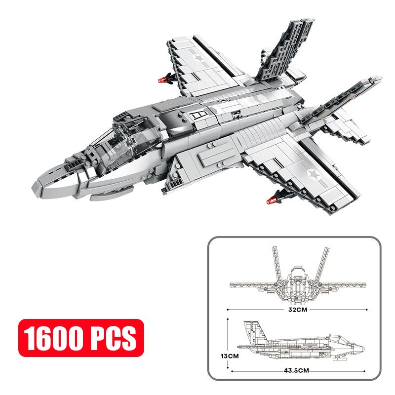 MOC Military Series Jump Jets F14 F16 F18 F22 F35 Aircraft Building Blocks War Fighter Model Bricks Toys For Children Boy Gifts