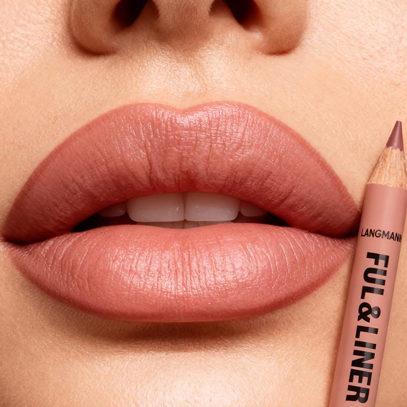 Delineador de Labios y Color Completo en 12 Tonos Mate, Fórmula Ligera para Todos los Tipos de Beige Claro Adecuado para Labios con Look Completo, Delinea y Rellena el Look de los Labios