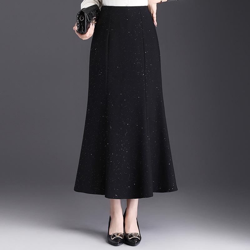 Sequined High-Waist Fishtail Skirt: Elegant and Trendy Women s Spring/Autumn Fashion. XL чёрный