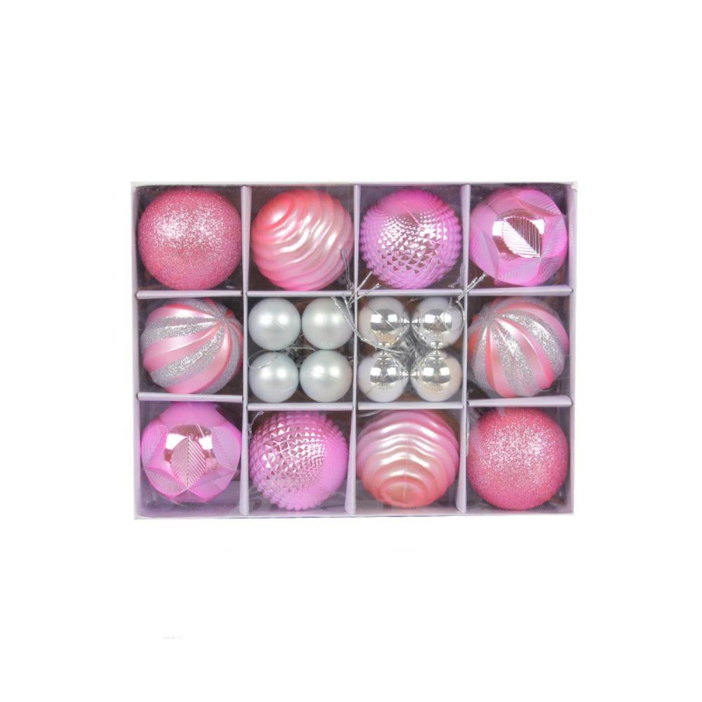 

26pcs 3/6cm Electroplated Painted Christmas Ball Barrel Shaped Hanging Ornament Wedding розовый
