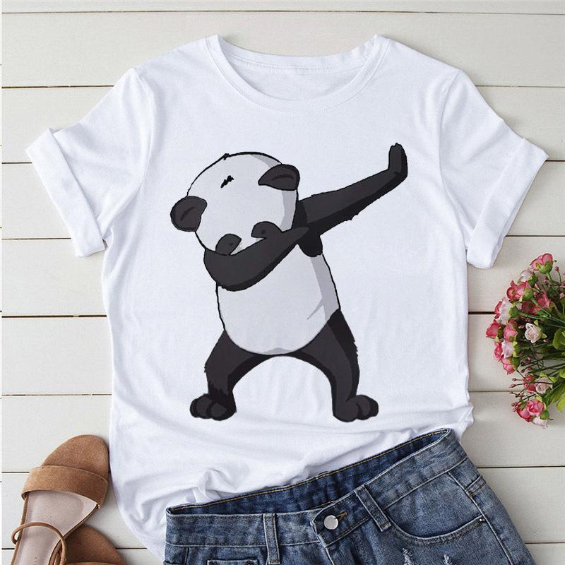 Summer Tshirts Cartoon T Shirt Unisex Kawaii Panda Yoga Print Graphic T Shirts Cute Girl Harajuku Anime Cartoon Female Clothes