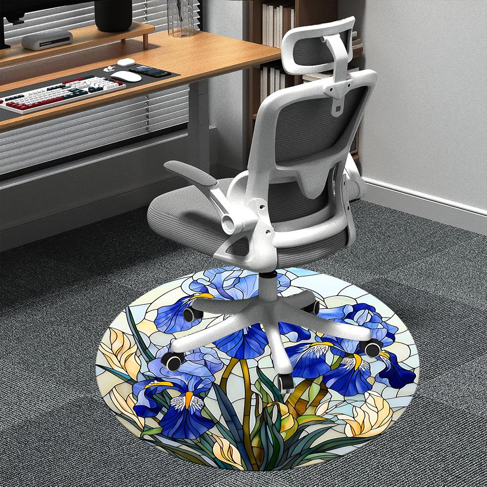 

1 шт. Круглый ковер для офиса со витражным рисунком «Ирис», коврик для помещений, подходит для офиса, под офисные стулья, спальни, гостиной, домашнего декора, декор комнаты f014 80cm by 80cm