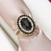 Fashionable Black Oval Inlaid Zircon Women's Ring, Suitable for Brides' Engagement Jewelry, Banquet Party Accessories and Gifts