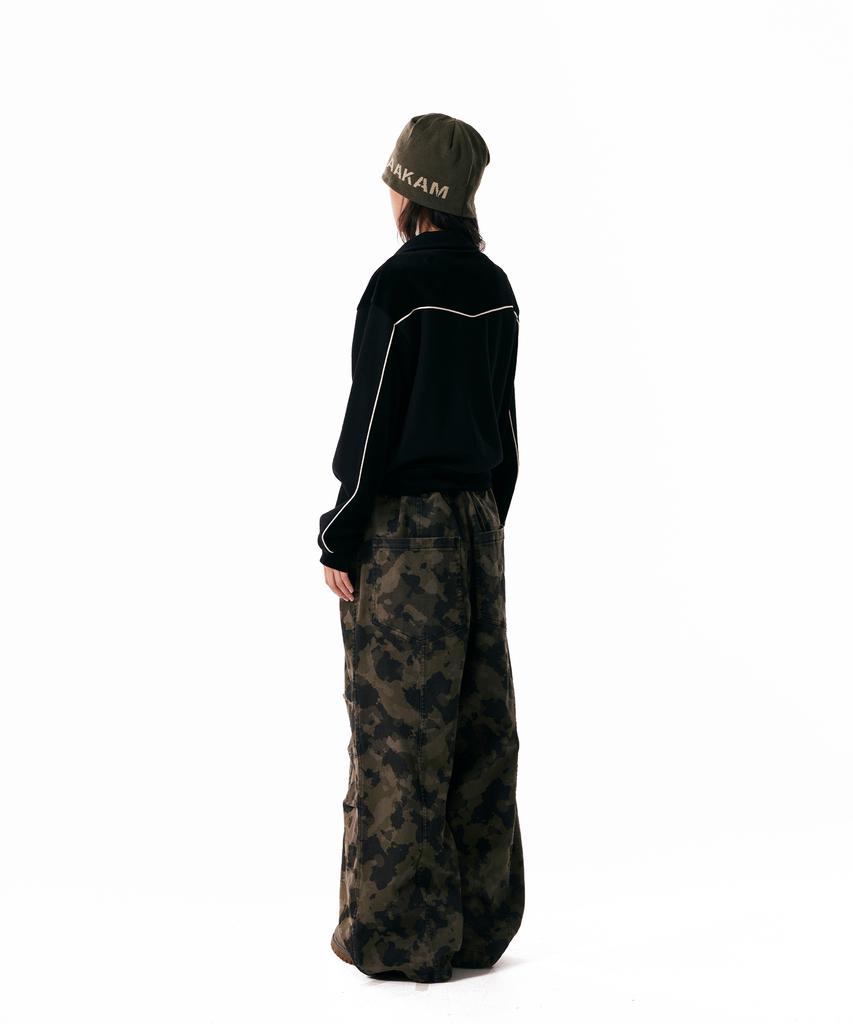 AAKAM Knee Pin-Tuck Camouflage Twill Pants (Khaki)