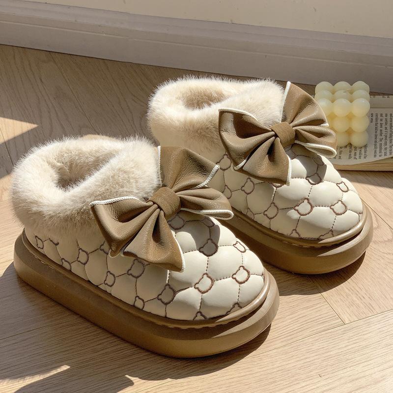 Slippers winter bag heel cotton slippers women's winter waterproof home cotton mop warm women's cotton shoes