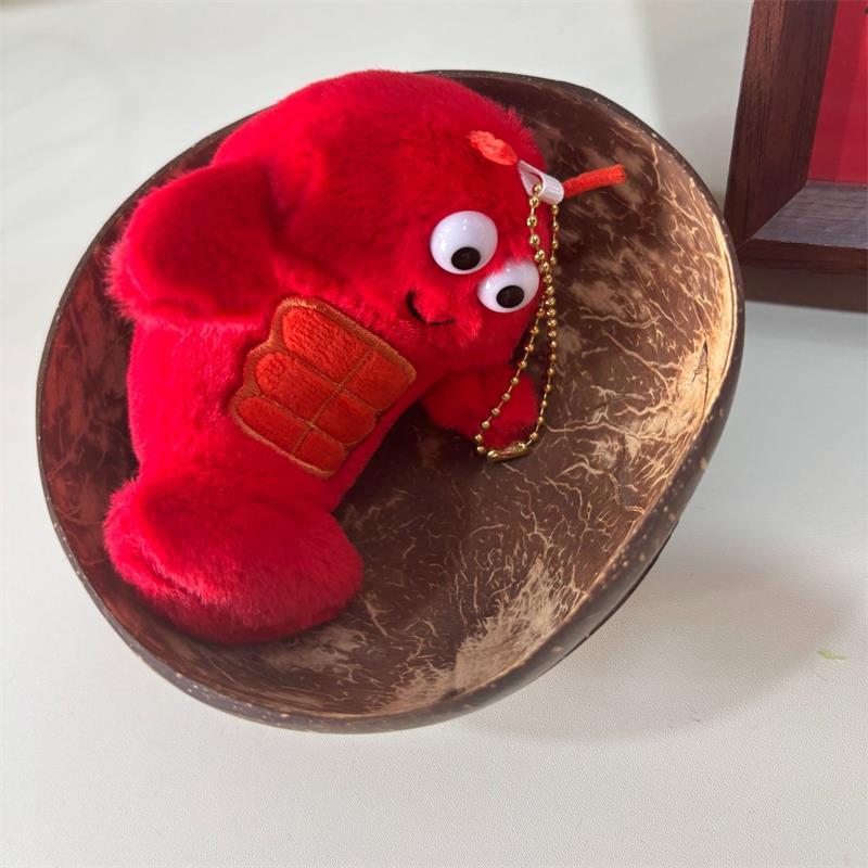 1/2 Pcs Cute Funny Muscle Lobster Simulation Food Plush Toy Stuffed Doll Keychain Backpack Pendant Bag Hang Ornament Couple Gift