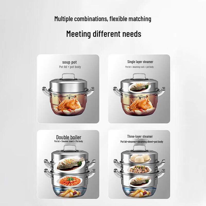 KOBACH 304 Stainless Steel Multi-Layer Steamer & Soup Pot, 28cm
