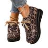 Large Size Leopard Print Light Mouth Lace-up Casual Single Shoes Women's Thick-soled Printing Foot Cover Lazy Fashion Sports Muffin Shoes
