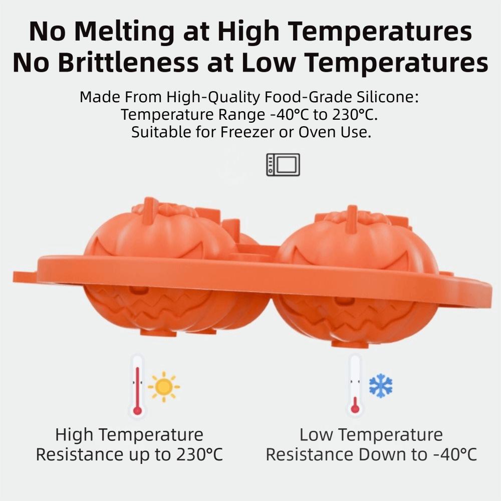 4 Grids Halloween Cake Mold Flexible Compact Pumpkin Ice Cube Tray Pumpkin Shape Household 3D Silicone Baking Mold