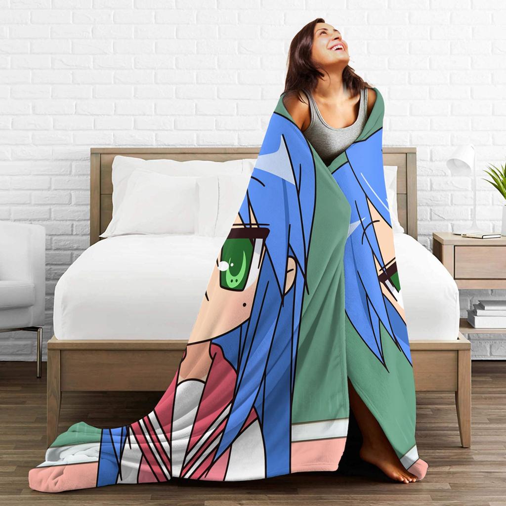 Konata izumi L-Lucky S-Star Super Warm Blanket Students Plush Throw Blanket Street Trend Flannel Bedspread Sofa Bed Cover