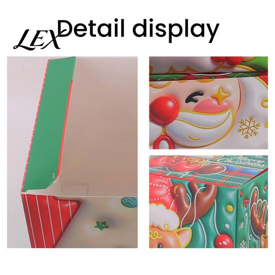 Small Trinket Organizer Boxes 3Pcs Christmas Stackable Gift Box, Layered Cube Plastic with Santa Festive Storage Bins Snowman Reindeer, Tabletop