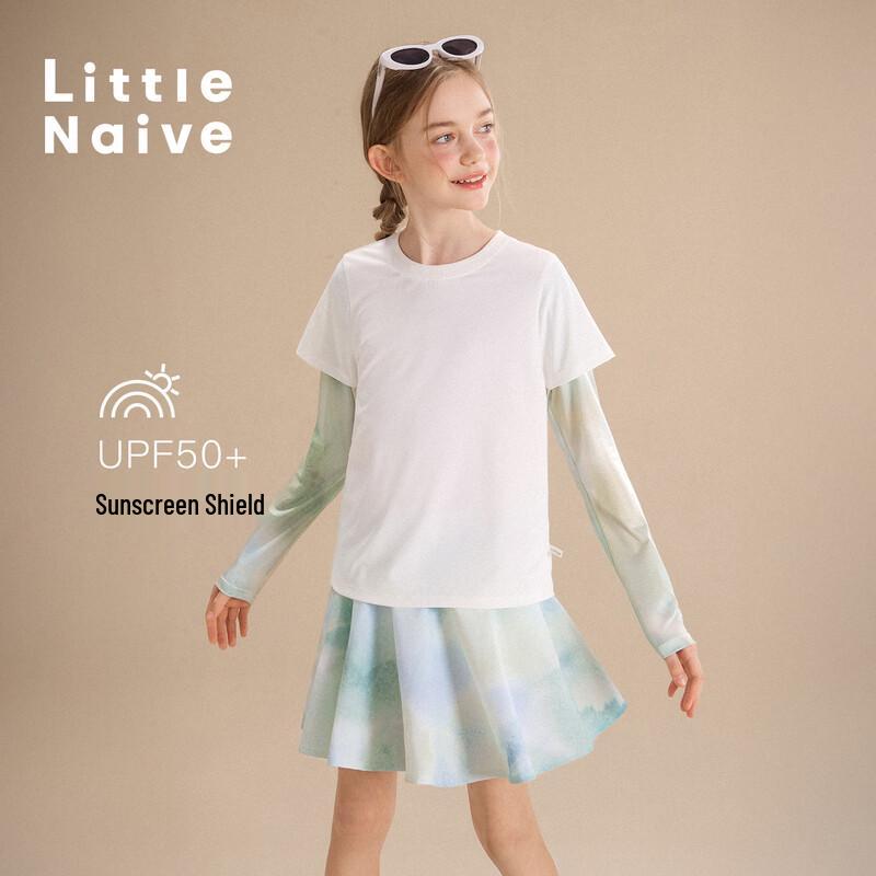 Little Naive Girls  Faux Two-Piece Cooling Long Sleeve T-Shirt 130