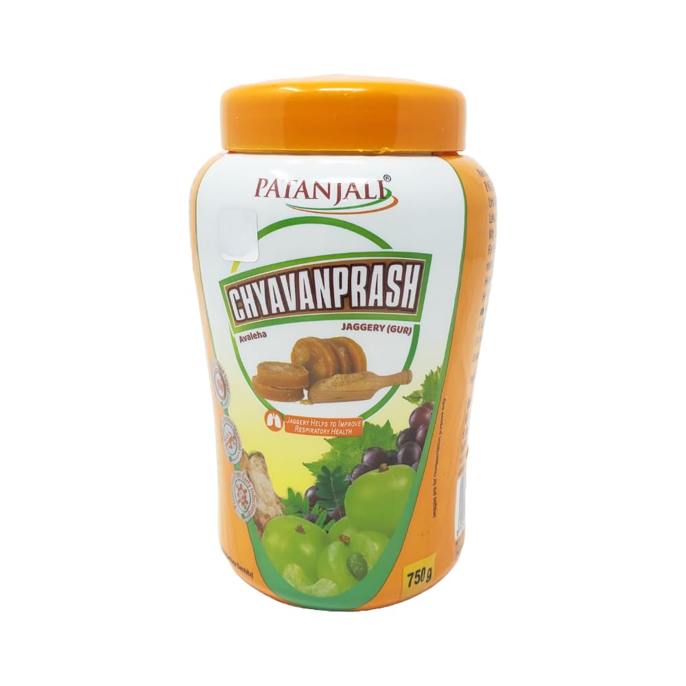 Patanjali Jaggery Gur Chyawanprash 750g Pack of 1 Natural Ayurvedic Herbal Immunity Booster for Kids Adults