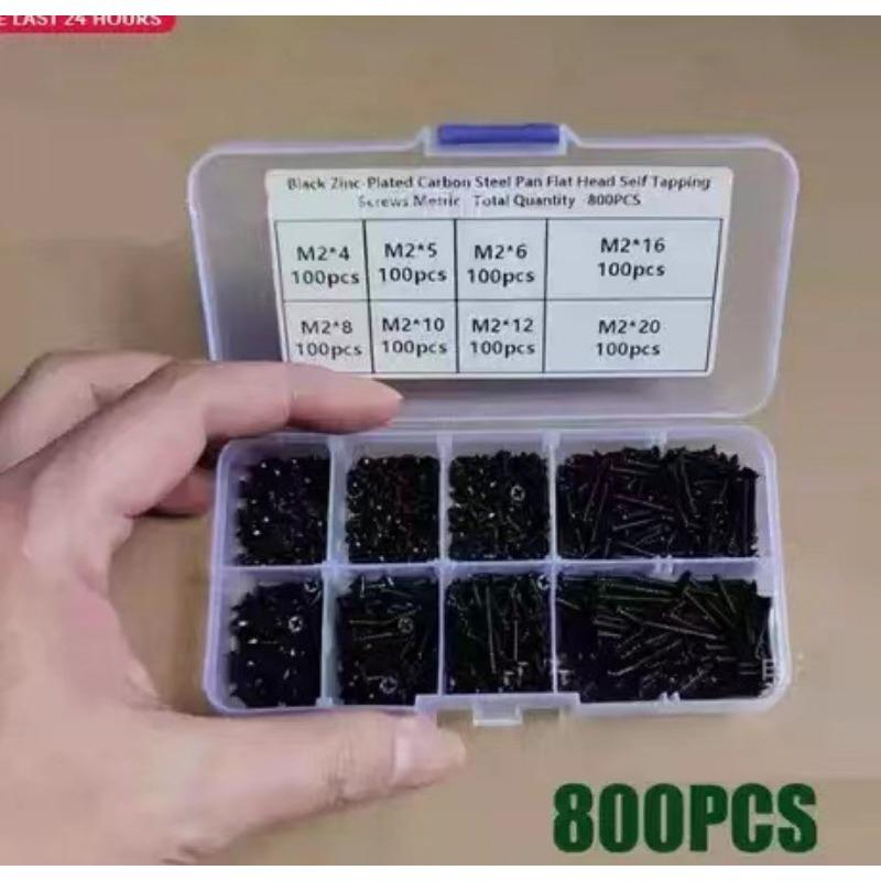 

1PACK/800PCS M2 KA Self-Tapping Screw Set, Carbon Steel Cross Flat Head Self-Tapping Screw Set M2