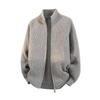 Men S Double Zip Knit Cardigan Loose Solid Color High Quality Sweater Coat