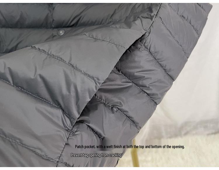 Men's Lightweight Sleeveless Down Vest - Warm 90% White Duck Down, Round Neck/V-Neck, Two-Way.