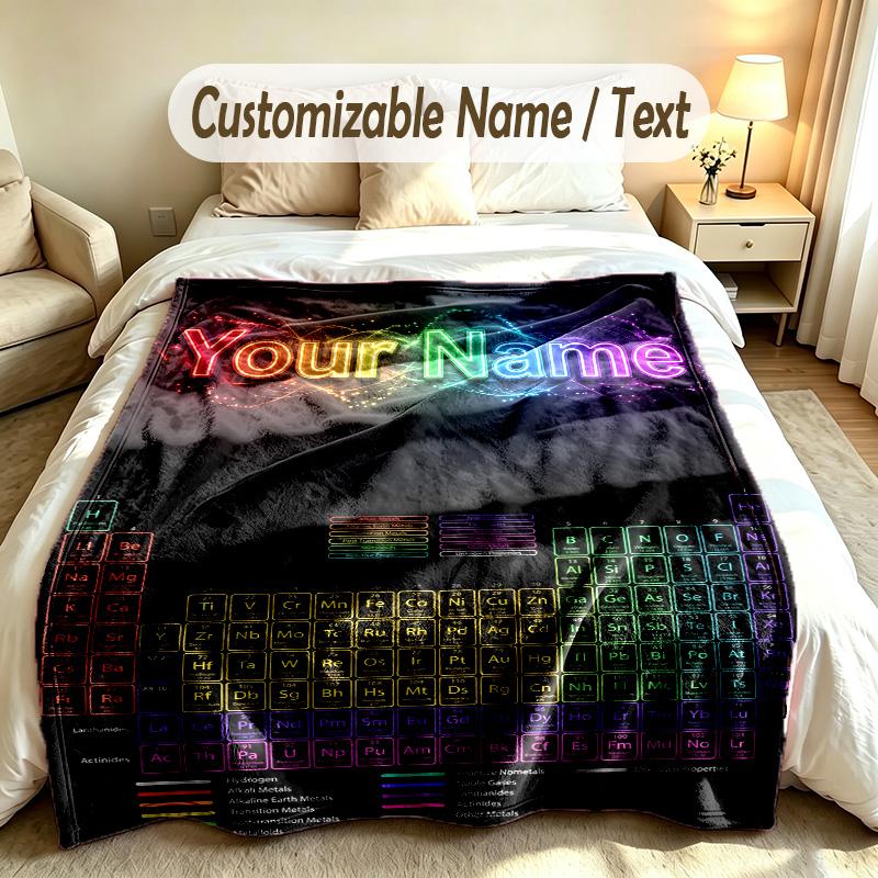 Neon Theme Custom Blanket Personalized Name & Text Customized Soft Warm Throw Blanket Home Decor