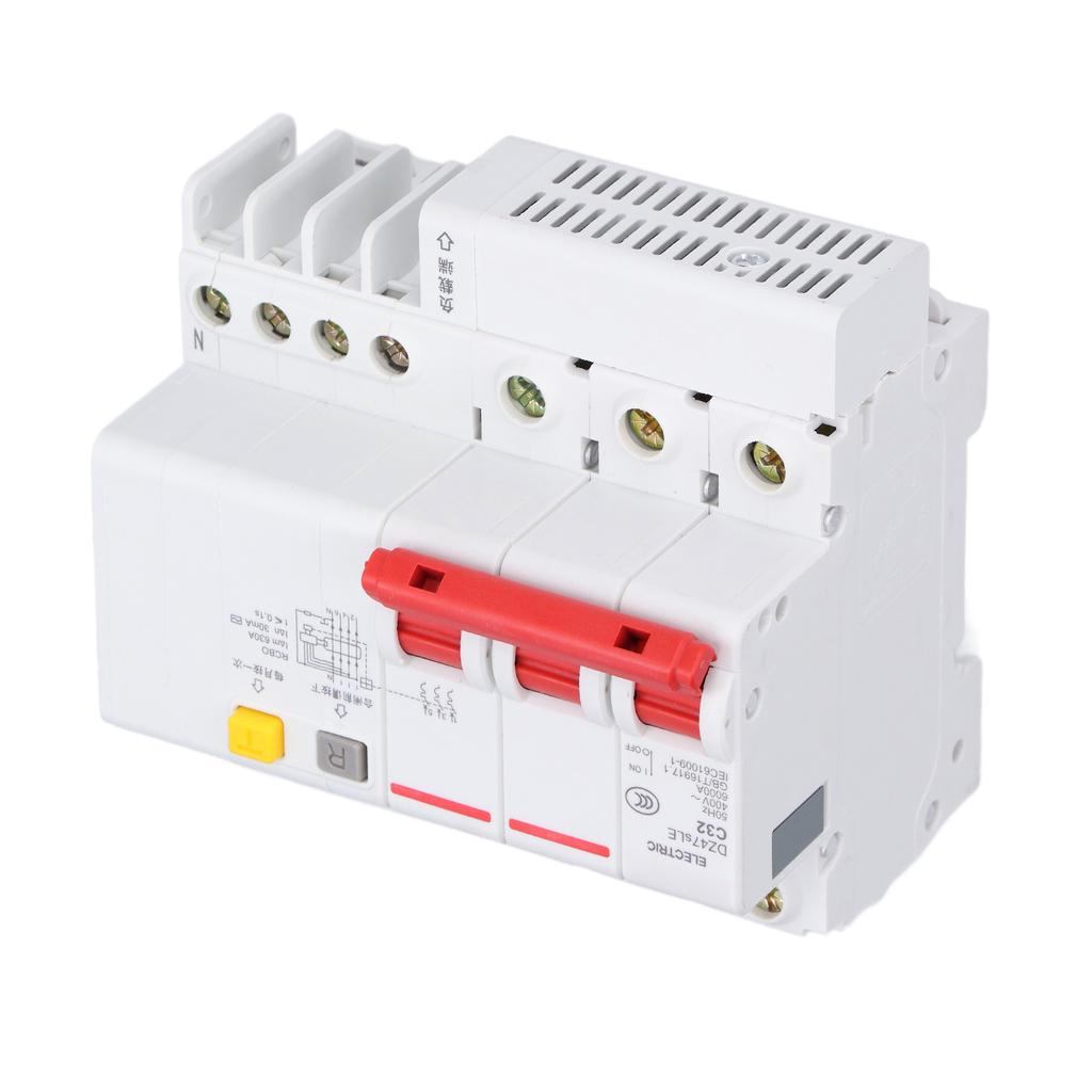 Residual Current Circuit Breaker 3P+N Miniature Circuits Breakers DIN Rail Mount AC 400V