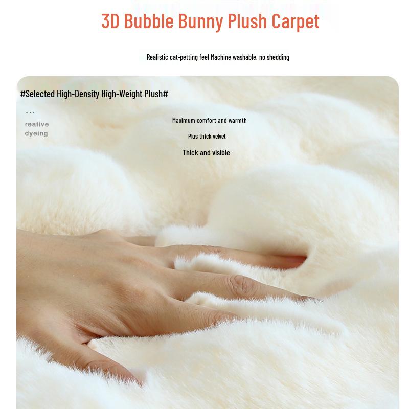 3D Bubbly Králičí Kožešina Omyvatelná Přikrývka na Výklenek a Stříhatelná Koberec