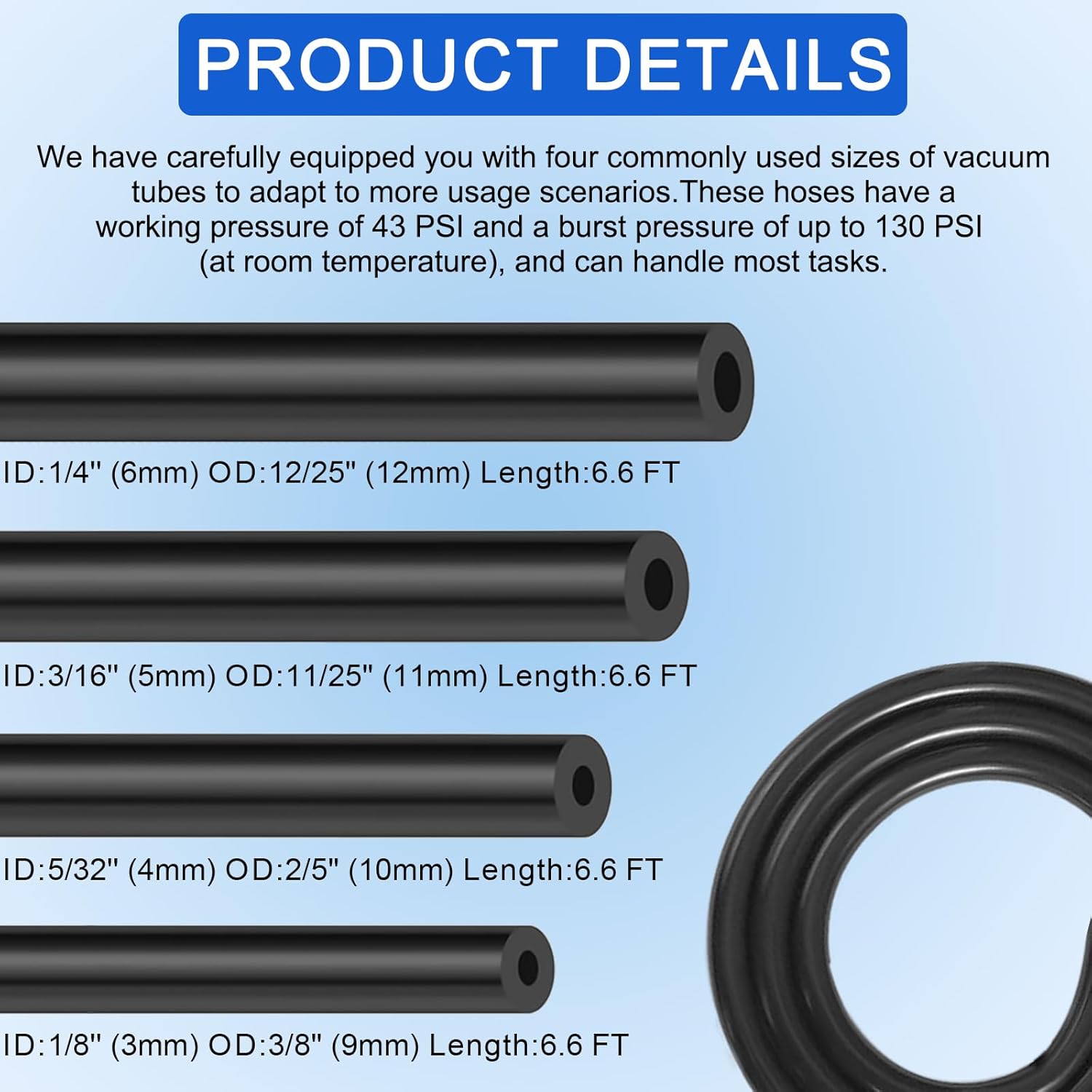 Комплект силиконовых вакуумных шлангов, 2 м с соединителями для замены автомобильного двигателя 6 6FT