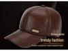 Genuine Leather Cowhide Baseball Cap with Ear Flaps, Adjustable Fleece-Lined Winter Duckbill Hat for Middle-Aged and Elderly Men.