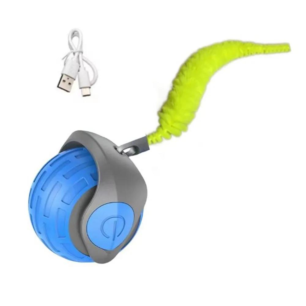 Plastic Interactive Cat Toy Ball Safe Rechargeable Cat Interactive Ball 2 Modes with Tail Cat's Automatic Rolling Ball Pets