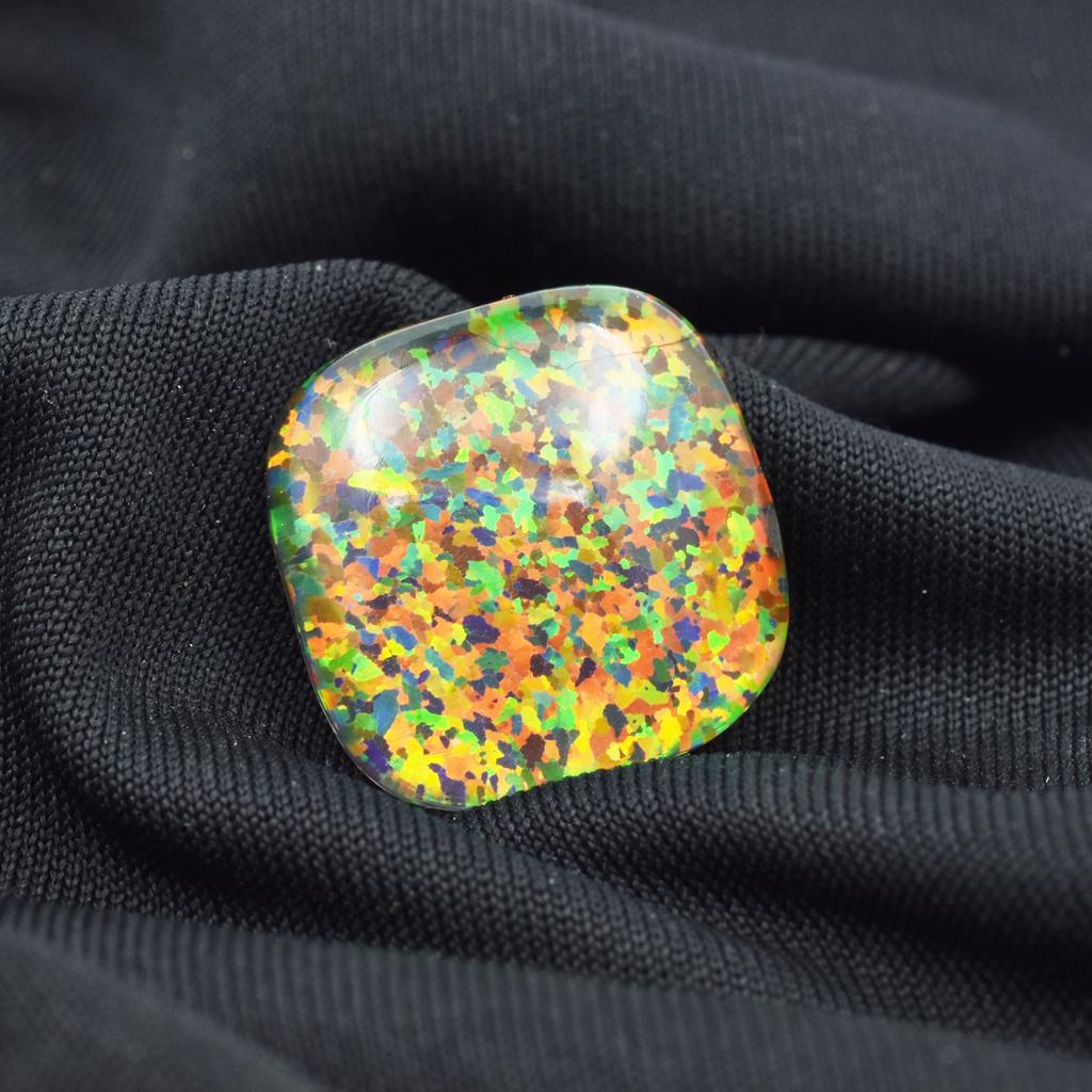 Lab-Created Opal Loose Gemstone 14.30 ct Multi-Color Square Cushion Boulder October Birthstone Gift