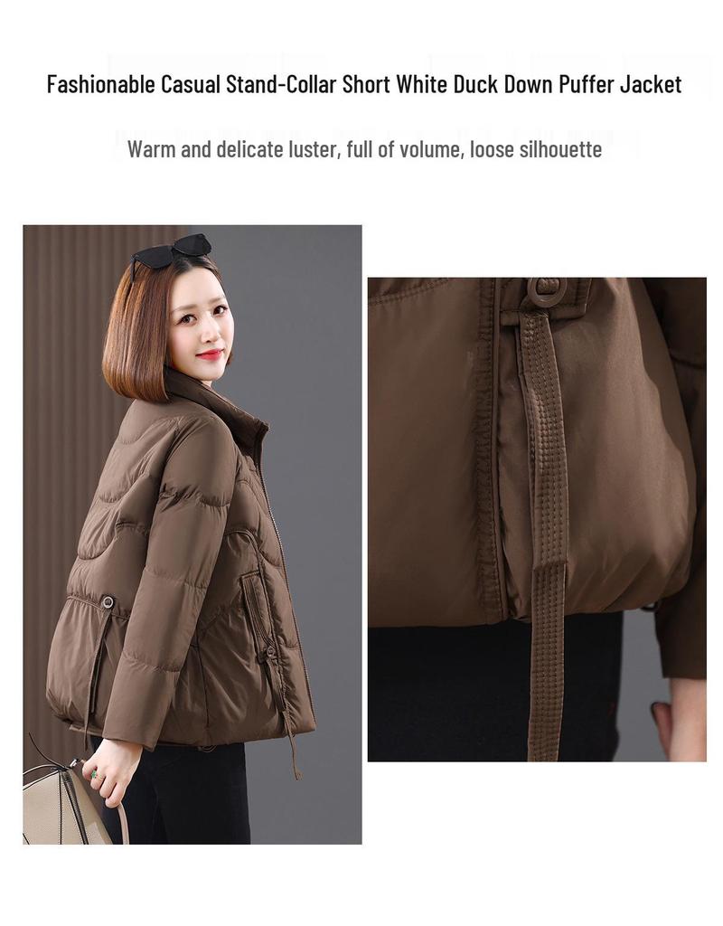Women's Petite Slimming Down Coat: Fashionable Winter Short Jacket for Middle-aged Moms