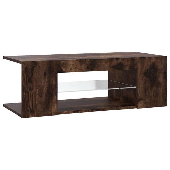 VidaXL Meuble TV avec lumières LED Chêne fumé 90x39x30 cm, support tv, armoire média, armoire hifi, unité tv, unité média, 822665