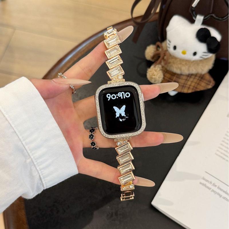 Compatible Diamond-Studded Metal Strap for Huawei GT654, Xiaomi 9 Pro, Apple iWatch 11