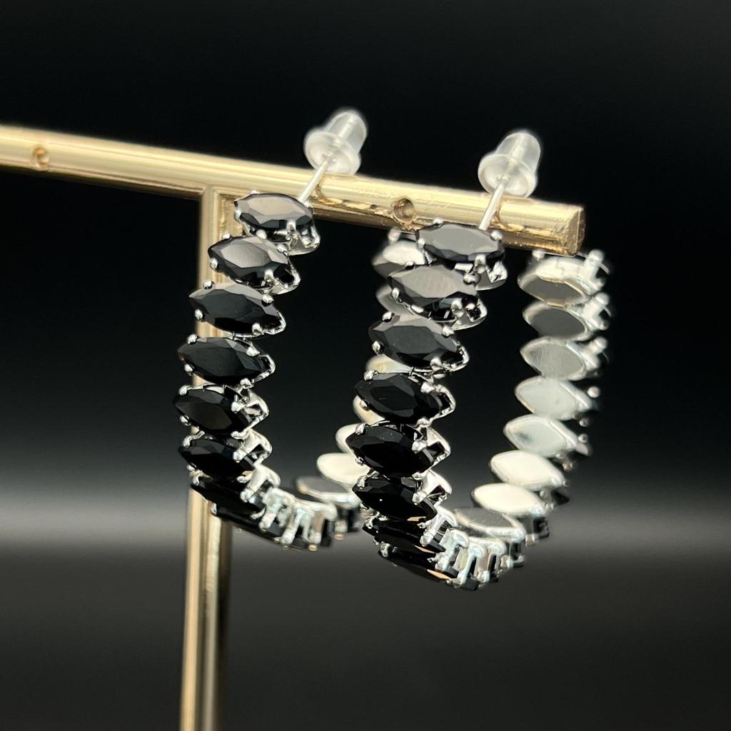 Exquisite Bunte Diamant C-förmige Große Creolen für Damen - Europäischer & Amerikanischer Stil