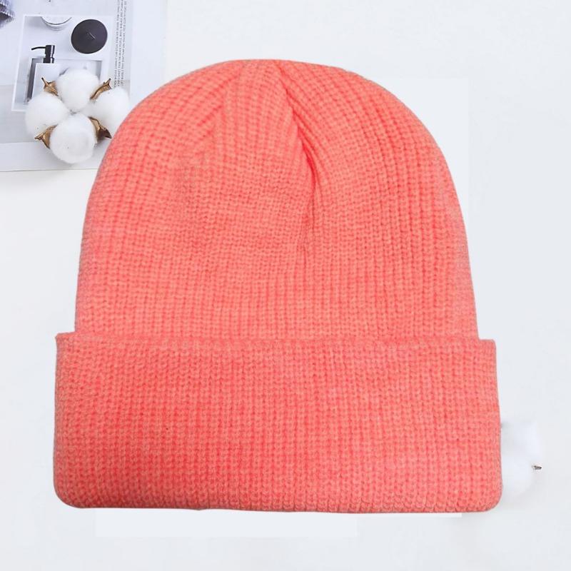 Winter knitted hat embroidered wool hat warm men's and women's simple fashion acrylic pullover hat