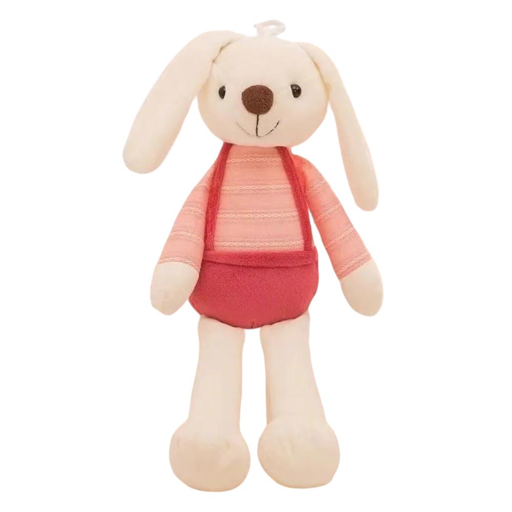 

40Cm Long Ear White Bunny Plush Plaything Cute Striped Suspenders Rabbit Doll Decoration Plush Stuffed Animal Kids Present