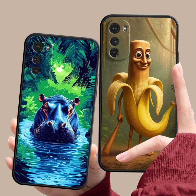 Tung Tung Sahur Anime Art For Motorola G85 Edge 50 G24 G35 G14 G04 40 G72 G34 G G54 G13 G32 5G Black Phone Case
