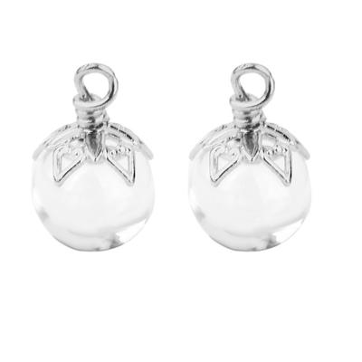 Mini frascos de vidrio para botellas, frascos de deseos, colgante, tapa de flor, 2 uds.