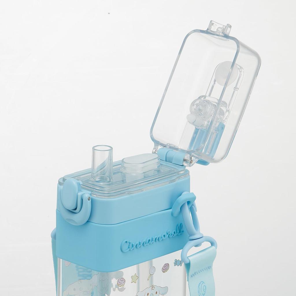 Skater Square 2WAY Water Direct Cover Shoulder Strap Big Bottle, Bottle, 600ml, Straw, Drinking, Included, Included, Sanrio, Cinnamoroll, Ribbon,