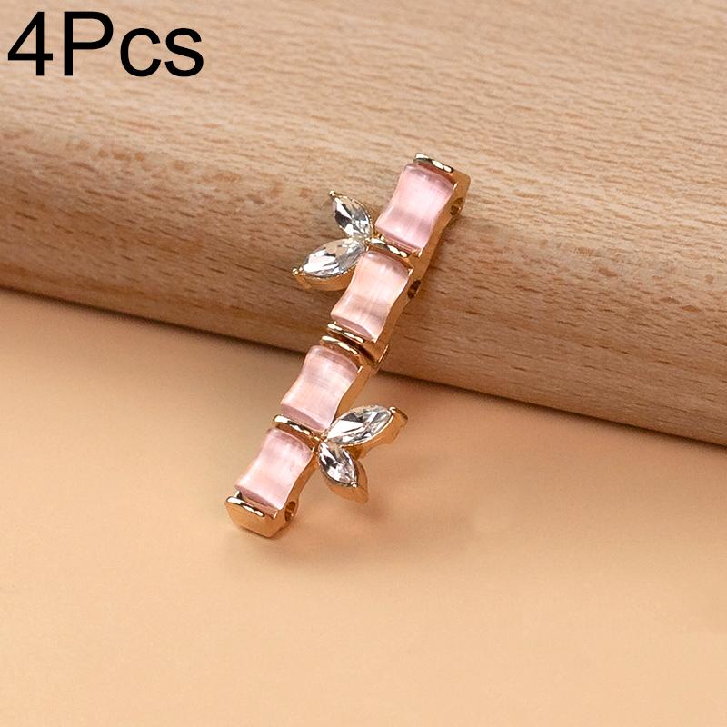 4Pcs Bamboo Knot Buckle Ancient Style Diamond Fashion Costume Accessories Chinese Style Metal Cat's Eye Frog