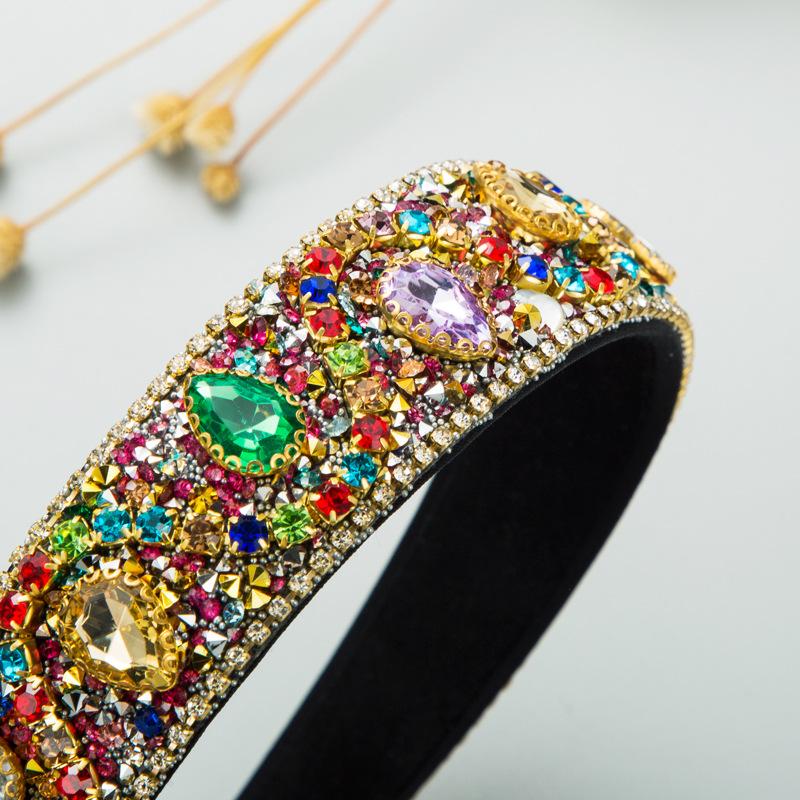 Banda de păr pentru damă, cu strasuri pline, din sticlă, presată lucioasă, retro barocă