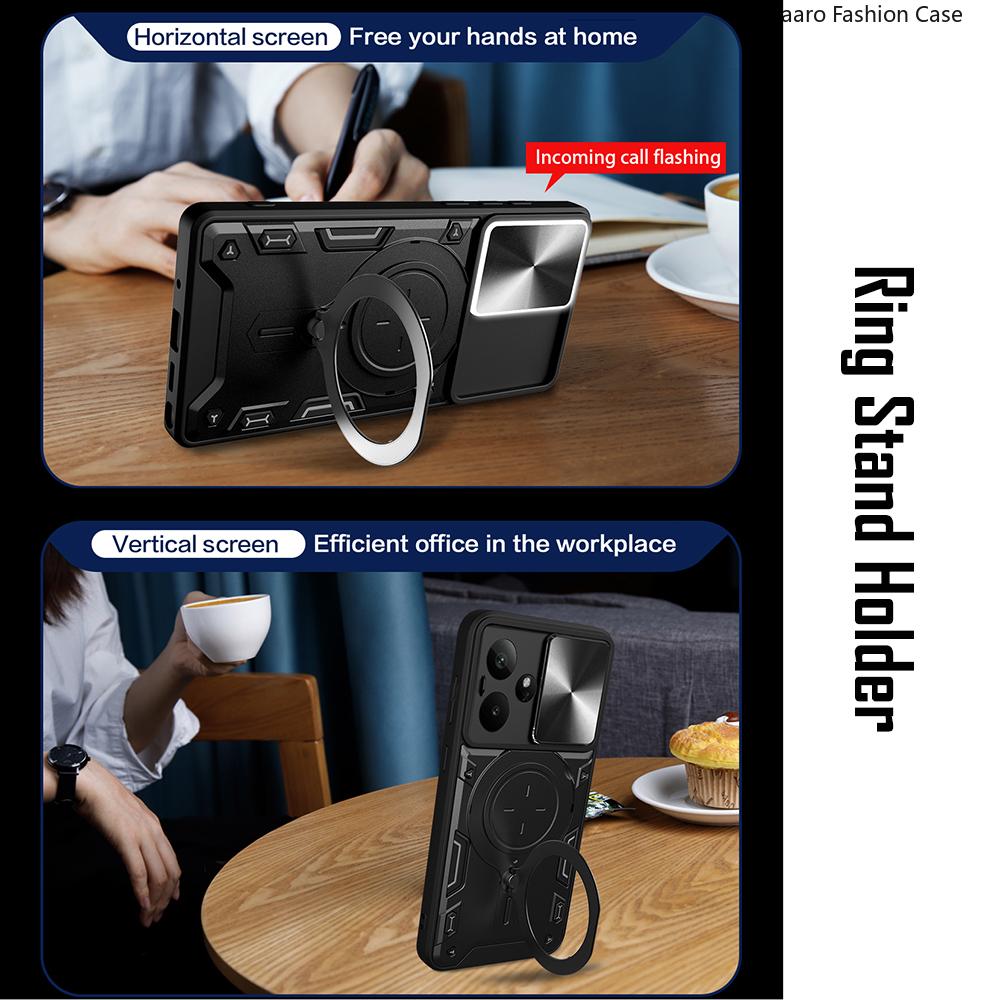 Slide Lens Armor Funda for OPPO Realme GT7 Case for Realme GT 7 Pro 6T Neo6 SE 5G Case Magnetic Ring Stand Holder Full Cover