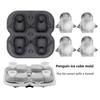 Funny 4 Cavity Penguin Ice Cube Tray Food-Grade Silicone Popsicle Molds Easy Release Bigfoot Ice Mold Party Supplies